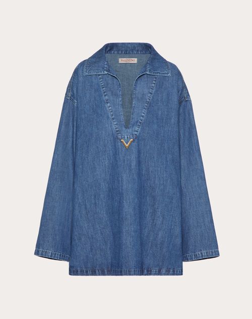 Valentino - Denim Chambray Kaftan Dress - Blue - Woman - Denim