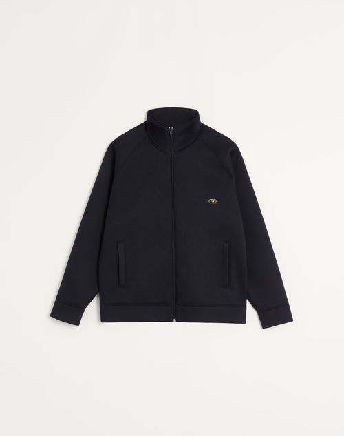 Valentino - Valentino Neoprene Sweatshirt With Vlogo - Indigo - Man - Tshirts And Sweatshirts