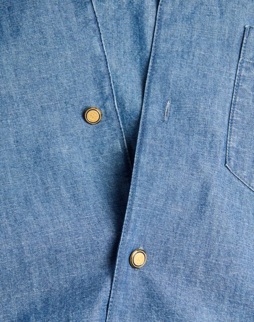 Valentino - Denim Bowling Shirt - Denim - Man - Denim
