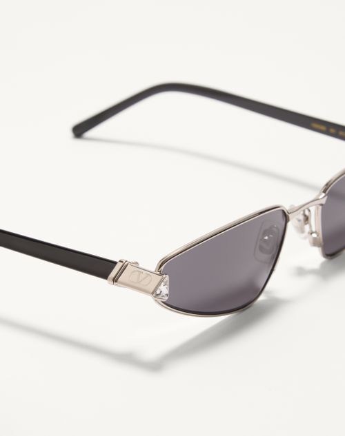 Valentino - Metal Cat-eye Eyewear - Silver/black/grey - Woman - Eyewear