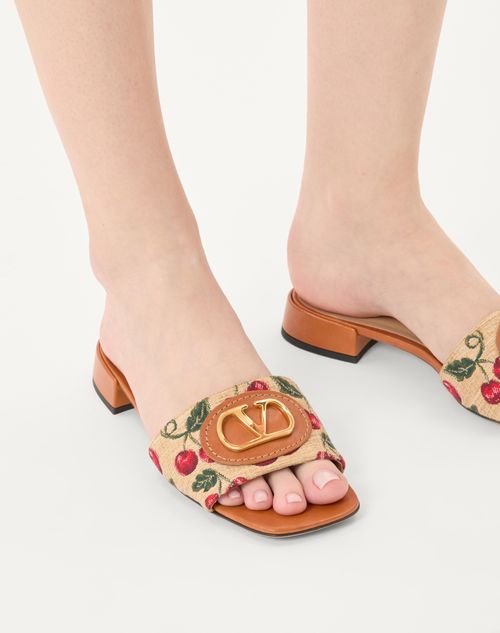 Valentino Garavani - Vlogo Signature Cherryfic Slide Sandal 20mm - Natural/red - Woman - Gifts For Her