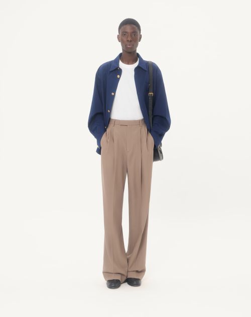 Valentino - Valentino Cotton Gabardine Shirt Jacket With Vgold - Cobalt - Man - Outerwear