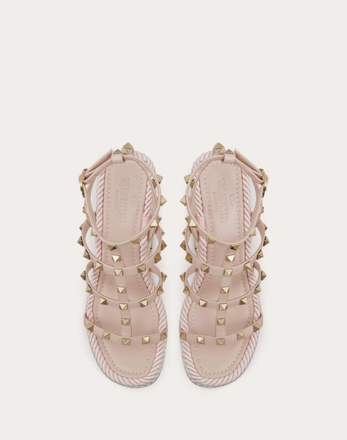 【美品】valentino ロックスタッズカーフスキンストラップウェッジサンダル