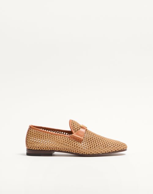 Valentino Garavani - Wolfe Loafer In Woven Raffia - Beige - Man - Loafers And Driver