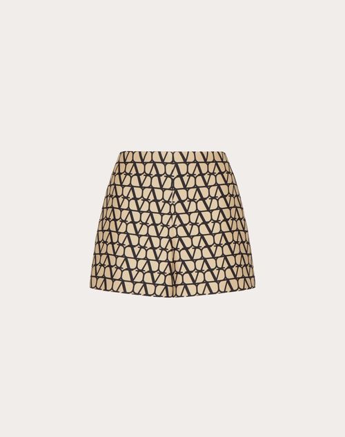 Valentino - Shorts In Crepe Couture Toile Iconographe - Beige/nero - Donna - Pantaloni E Shorts