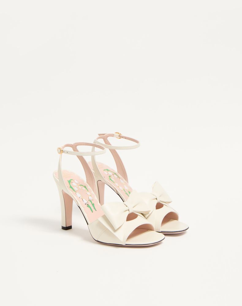 Valentino Garavani Bowow Kidskin Sandal 95Mm Woman Ivory 40