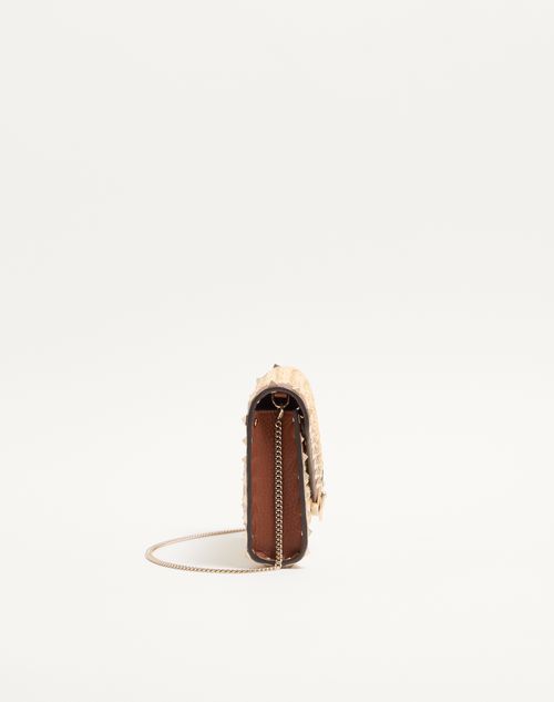 Valentino Garavani - Mini Rockstud Raffia Shoulder Bag - Natural/saddle Brown - Woman - Valentino Garavani Rockstud Mini Bags & Slg New