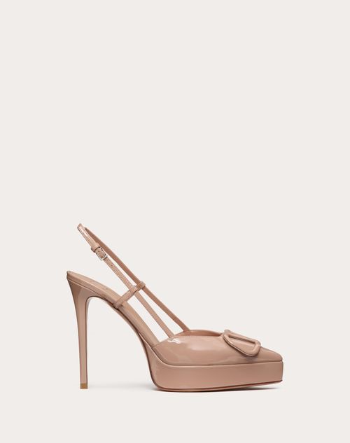 Valentino Garavani - Vlogo Signature Slingback Platform Pumps In Patent Leather 120mm - Rose Cannelle - Woman - Pumps