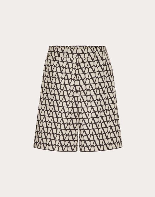 Valentino - Bermuda En Nylon À Imprimé Toile Iconographe - Beige/noir - Homme - Shorts Et Pantalons