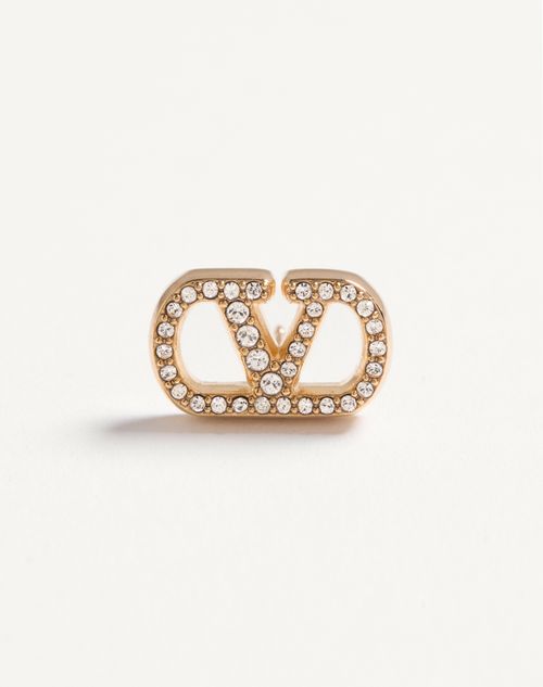 Valentino Garavani - Vlogo Signature Earrings In Metal And Swarovski® Crystals - Gold/crystal - Woman - Jewelry