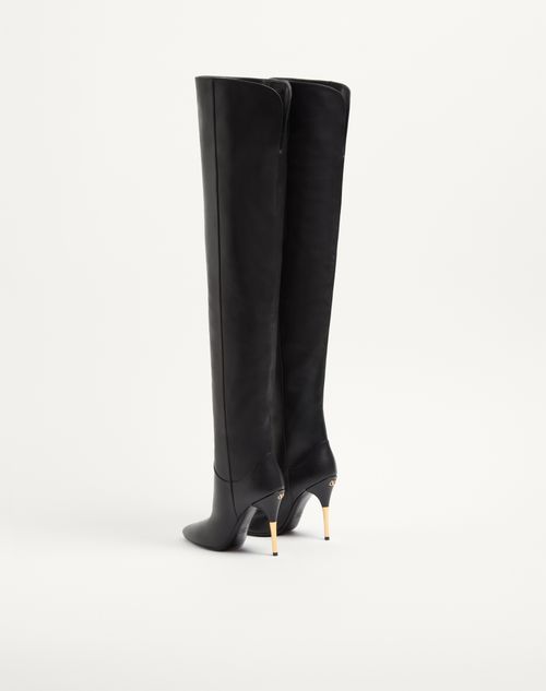 Valentino Garavani - Deboot Over-the-knee Calfskin Boot 105mm - Black - Woman - Shoes