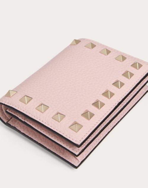 Valentino Garavani - Small Rockstud Grainy Calfskin Wallet - Rose Quartz - Woman - Wallets And Small Leather Goods