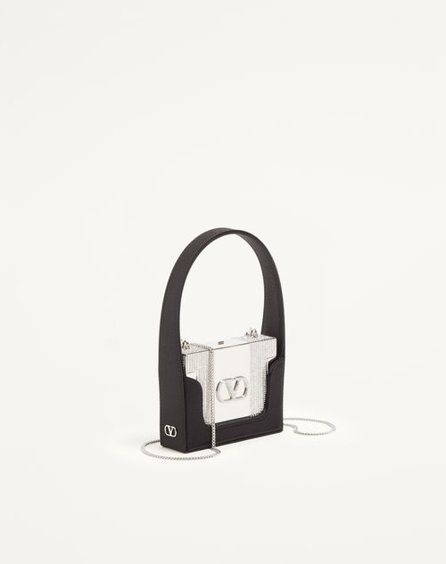 Valentino Garavani - Minaudière Valentino Garavani Minaumorphe De Metal Con Cristales De Swarovski® Y Estuche De Satén - Paladio/negro - Mujer - Bolso De Mano