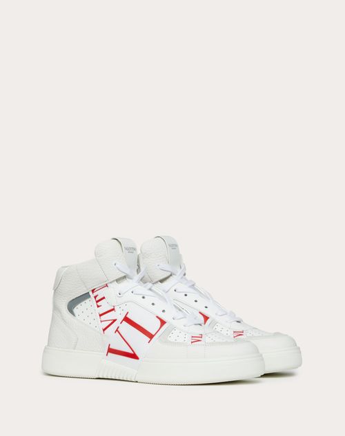 Valentino Garavani - Mid-top Calfskin Vl7n Sneaker With Bands - White/pure Red - Man - Man Shoes Sale