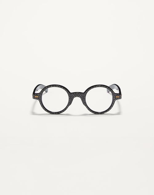 Valentino - Bizarre Circle Glasses With Crystals In Acetate - Black/crystal - Unisex - Eyewear