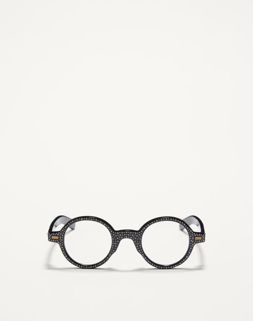 Valentino - Bizarre Circle Glasses With Crystals In Acetate - Black/crystal - Unisex - Eyewear