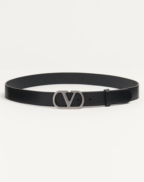 Valentino Garavani - Cintura Vlogo Signature In Vitello Lucido 30 Mm - Nero - Uomo - Belts - M Accessories