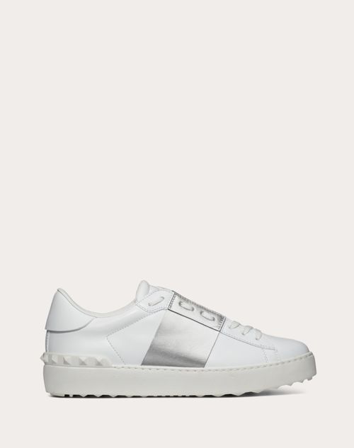 Valentino Garavani - Open Sneaker With Metallic Stripe - White/silver - Woman - Open Sneakers - Shoes