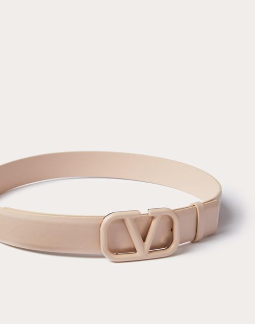 Valentino Garavani Women's Vlogo Signature Calfskin Belt with Pony Animalier Effect 30 mm - Natural - Belts