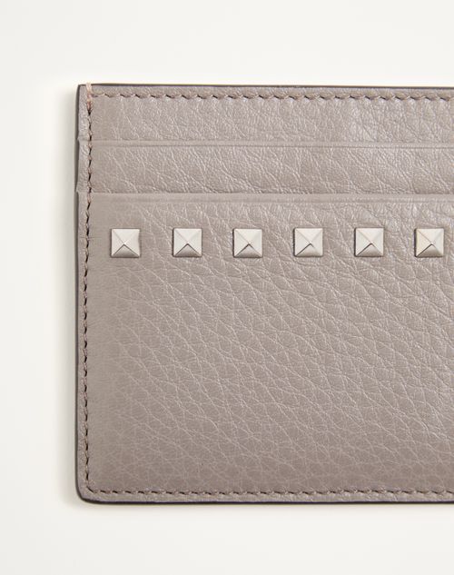 Valentino Garavani - Portacarte Valentino Garavani Rockstud In Vitello Granato - Grigio - Uomo - Portafogli E Piccola Pelletteria