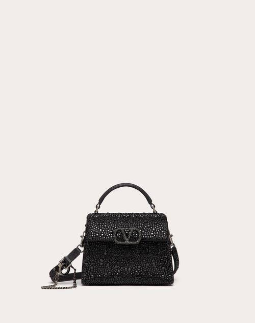 V Sling Mini Leather Tote Bag in Black - Valentino Garavani