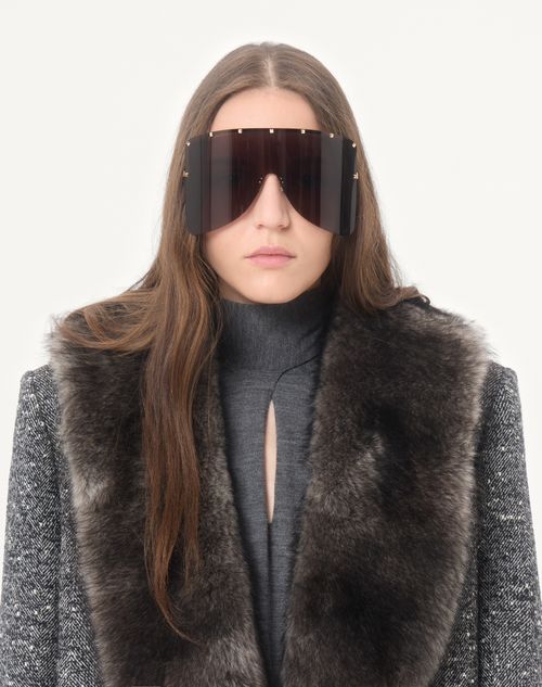 Valentino - Einreihige Cabanjacke Aus Chevron Bouclé Mit Lammfell - Weiss/ Schwarz - Frau - Jacken Und Mäntel
