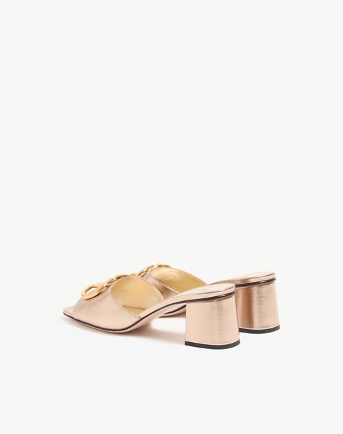 Valentino Garavani - Vlogo Signature Slide Sandal In Laminated Nappa 60mm - Champagne - Woman - Sandals