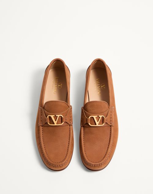 Valentino Garavani - Vlogo Signature Deerskin Suede Loafer - Tobacco - Man - Loafers & Oxford