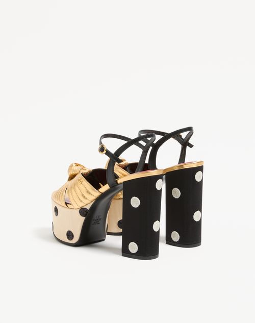 Valentino Garavani - Crasher Platform Sandal With Plus De Pois Embroidery 125mm - Gold/black - Woman - Sandals