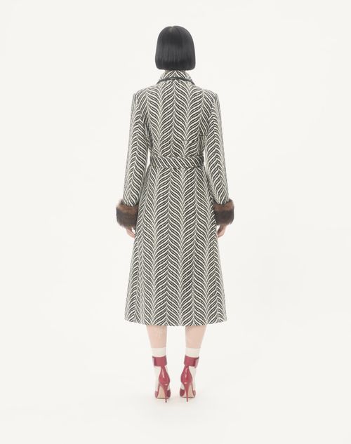 Valentino - Wool Cloth Coat With Fauve Eclat Animal Print - Butter/black - Woman - Coats And Outerwear