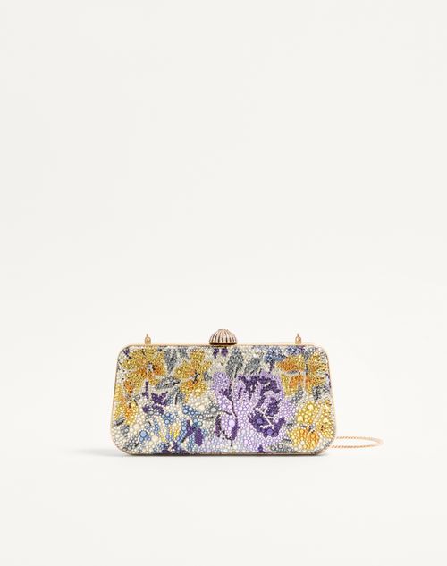 Valentino Garavani - Valentino Garavani Carry Secrets Minaudiere With Flowerism Rhinestone Motif - Multicolour/crystal - Woman - Shelf - W Bags - Evening Bags
