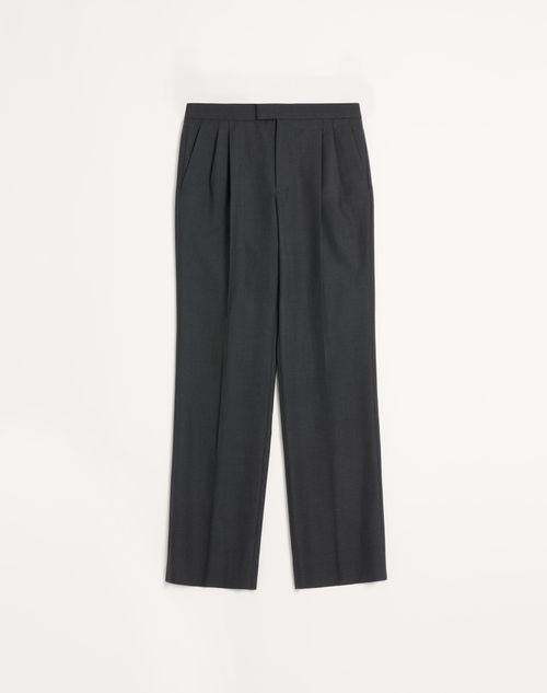 Wool Gabardine Pants for Man in Anthracite | Valentino US Wool Gabardine Pants for Man in Anthracite | Valentino US