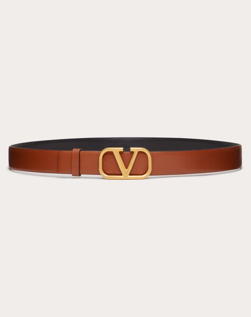 Valentino Garavani - Vlogo Signature Calfskin Belt - Saddle Brown - Man - Belts - M Accessories