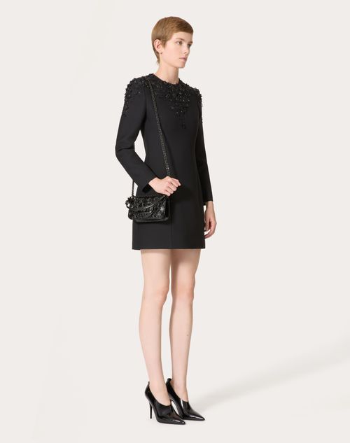 Valentino - Embroidered Crepe Couture Short Dress - Black - Woman - Dresses