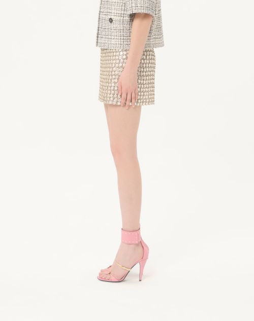 Valentino - Mini Skirt In Embroidered Organza - Silver - Woman - Skirts
