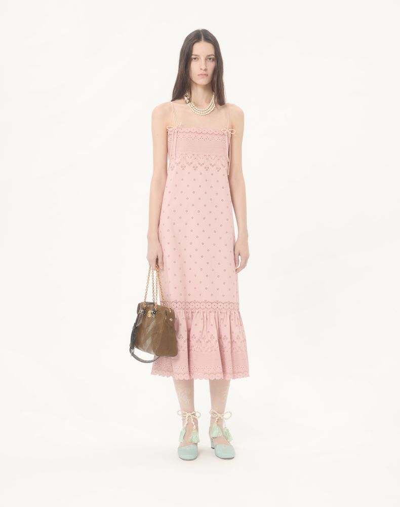 Valentino Midi Dress In Sangallo With Fleur A Jours Margheritine Woman Pink 40