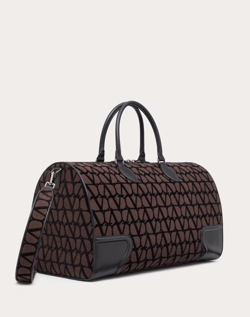 Valentino Garavani - Toile Iconographe Duffle Bag With Leather Detailing - Fondantblack - Man - Man