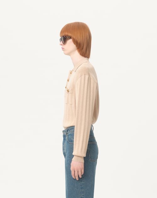 リブコットン ロングスリーブ ポロシャツ for メンズ インチ リブコットン ロングスリーブ ポロシャツ for メンズ インチ