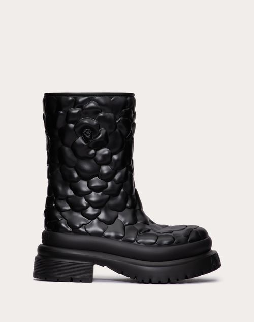 Valentino Garavani - Valentino Garavani Atelier Shoes 03 Rose Edition Rubber Ankle Boot 50mm - Black - Woman - Woman Shoes Sale