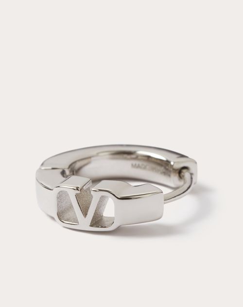 Valentino Garavani - Mini Vlogo Signature Single Metal Earring - Palladium - Man - Jewelry