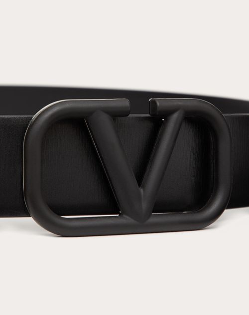 Valentino Garavani - Vlogo Signature Calfskin Belt - Black - Man - Belts