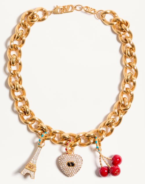 Chez Valentino Necklace In Metal, Enamel And Swarovski