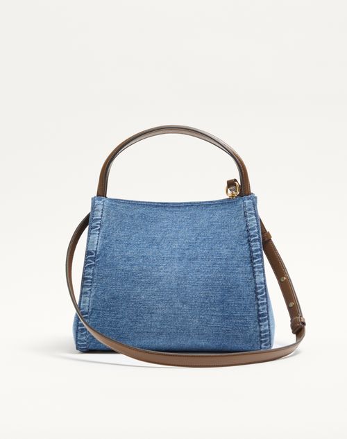 Valentino Garavani - Valentino Garavani Alltime Medium Handbag In Denim With Embroidered Strap - Denim - Woman - Top Handle Bags
