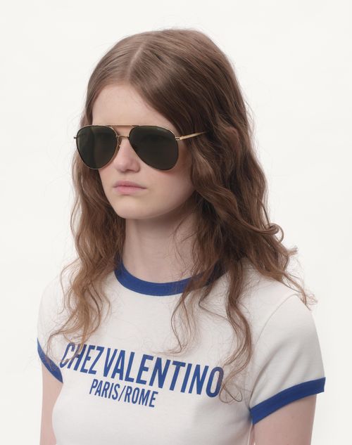 Valentino - Metal Aviator Frame - Gold/green - Unisex - Eyewear