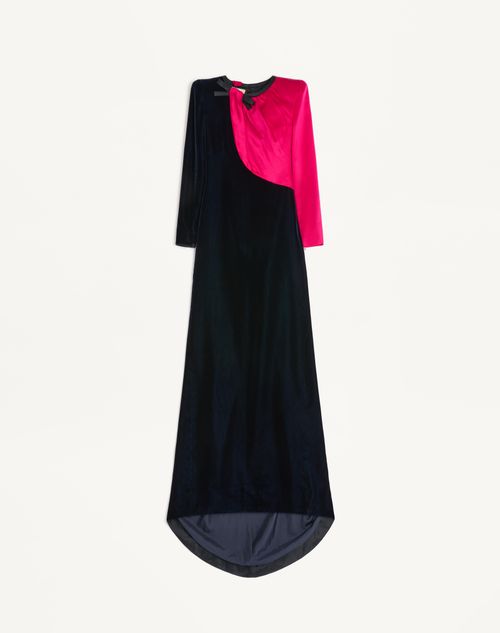 Valentino - Long Dress In Sablé Velvet - Night/fuchsia - Woman - Ready To Wear
