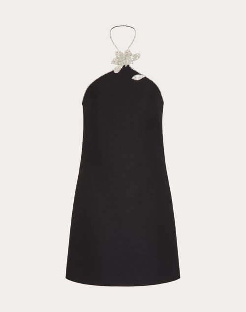 Valentino - Robe Courte Brodée En Crêpe Couture - Noir - Femme - Robes