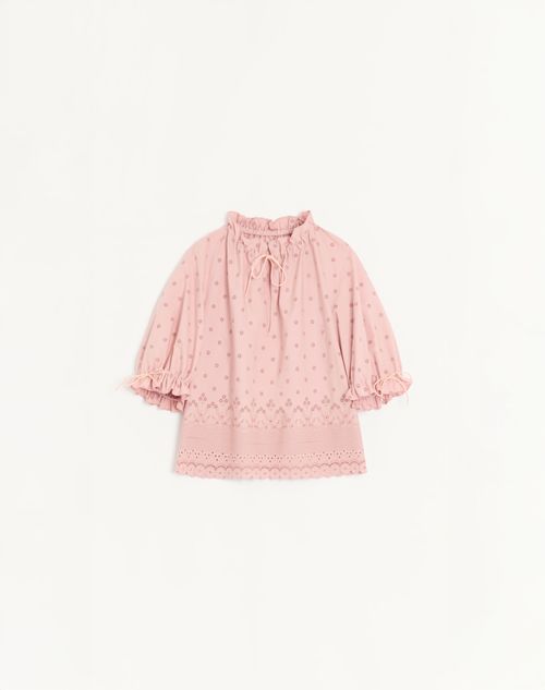 Valentino - Top In Sangallo Fleurs Ajours Margheritine - Rosa - Donna - Camicie E Top
