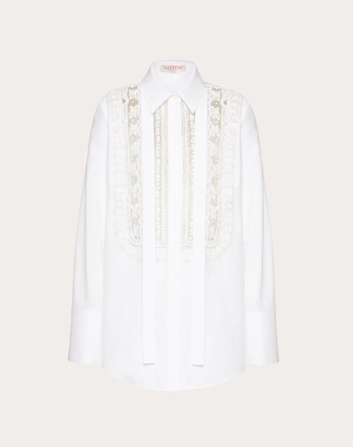 Valentino - Embroidered Cotton Popeline Shirt - White - Woman - Shirts And Tops