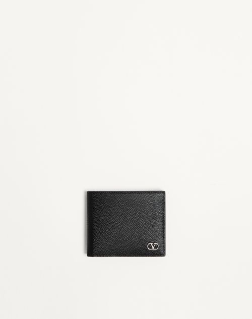 Valentino Garavani - Vlogo Signature Grainy Calfskin Wallet - Black - Man - Man