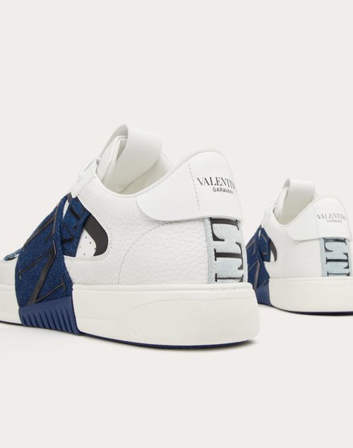 LOW-TOP VL7N SNEAKERS IN CALFSKIN AND DENIM